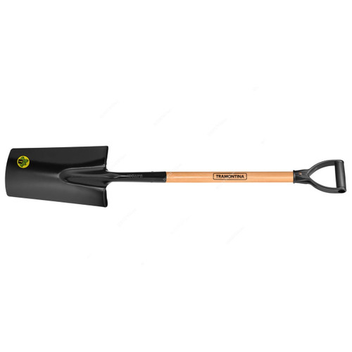 Tramontina Half Moon Shovel With 71CM Wood Handle, 77426404, Black