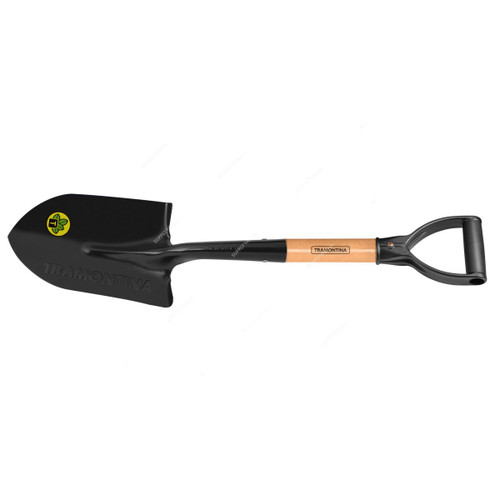 Tramontina Small Round Mouth Shovel With 45CM Wood Handle, 77498404, Black