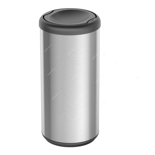 Tramontina Swing Trash Bin, 94539200, Stainless Steel, 40 Ltrs Capacity, Black/Silver