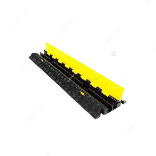 2 Channel Cable Protector, Plastic, 245MM Width x 1000MM Length, Black/Yellow