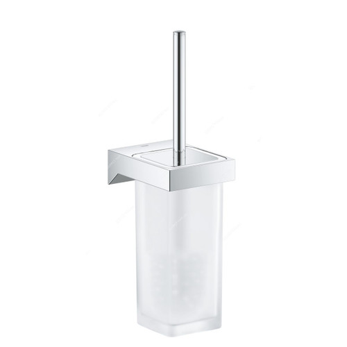 Grohe Toilet Brush Set, 40857000, Selection Cube, Glass/Metal, 381CM Height, Starlight Chrome Finish