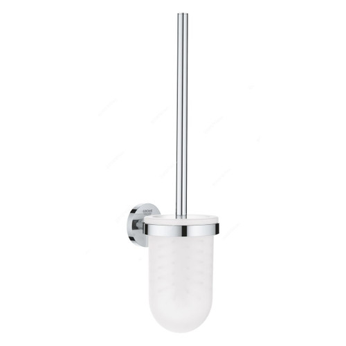 Grohe Toilet Brush Holder, 40374001, Essentials, Glass/Metal, 398CM Height, Starlight Chrome Finish