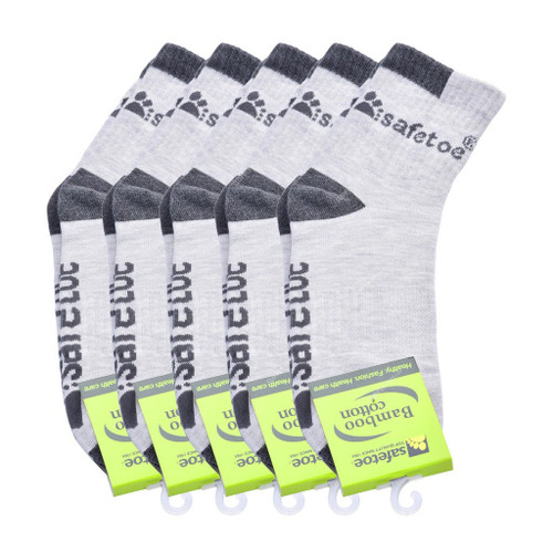 Safetoe Socks For Safety Shoes, Bamboo Cotton, Size44, Grey