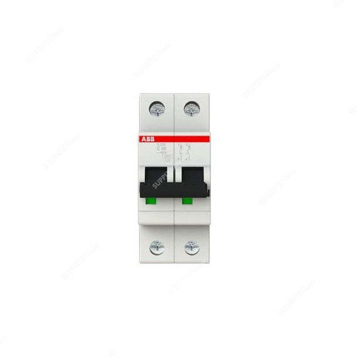 ABB Miniature Circuit Breaker, S202-C20, Curve Type C, 2 Pole, 6kA, 20A