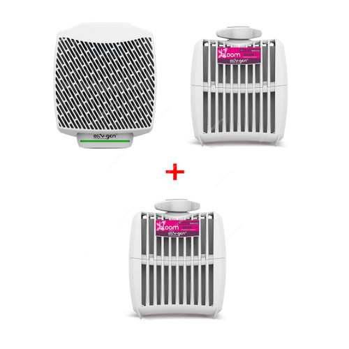 Oxy-Gen Air Freshener Dispenser And Bloom Regular Refill Kit + 1 FREE Bloom Regular Refill, White