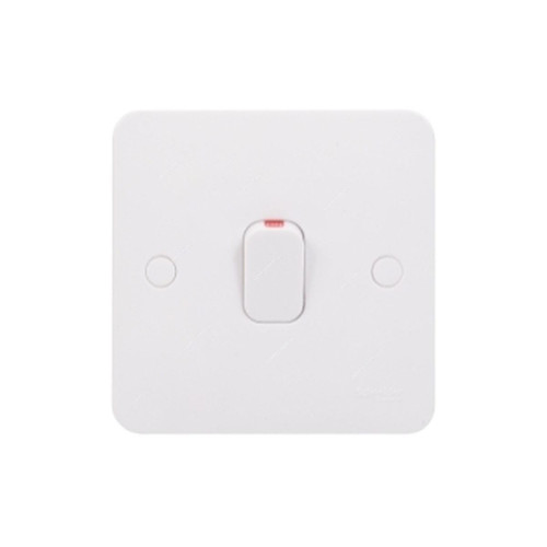 Schneider Electric Electrical Switch With Indicator Lamp, GGBL2011S, Lisse, 1 Gang, 20A, White
