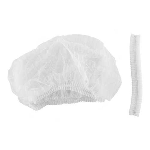 Disposable Clip Cap, Non-Woven Polypropylene, 18 Inch, 10 GSM, White, 100 Pcs/Pack