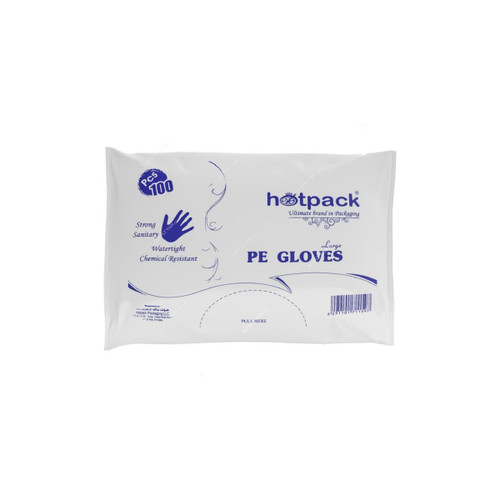 Hotpack Polyethylene Gloves, LDGLOVES, Clear, 100 Pcs/Pack