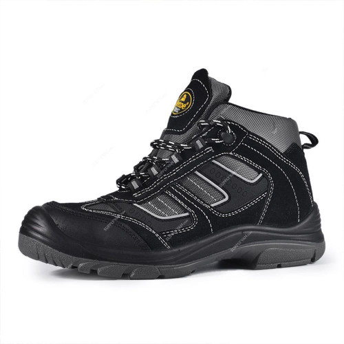Safetoe High Ankle Safety Shoes, M-8439, Best Climber, Suede Leather, Size46, Composite Toe, Black