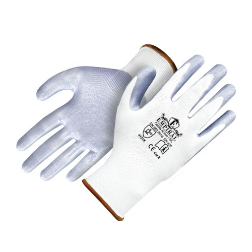 Empiral Nitrile Palm Coated Gloves, Gorilla Active I, 100% Polyester, M, White/Grey