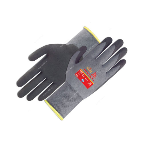 Empiral Nitrile Palm Coated Gloves, Gorilla Flex Cool I, Microfoam, XL, Grey/Black