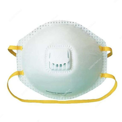 Makrite Disposable Cone Respiratory Mask With Exhalation Valve, MKN95-910V, Comfort Series, Polypropylene, White, 10 Pcs/Pack