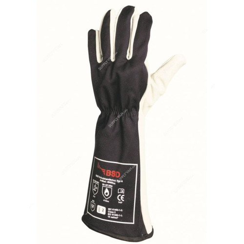 BSD HRC 2 Arc Protection Gloves, Textile/Leather, 18.0 Cal/SQ.CM, Size9, Navy/White