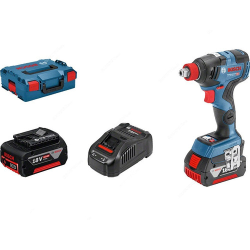 Bosch Professional Cordless Impact Wrench With 2x 5.0Ah Battery and Charger, GDX-18V-200-C, 18V, 0-3400 RPM, 5 Pcs/Set