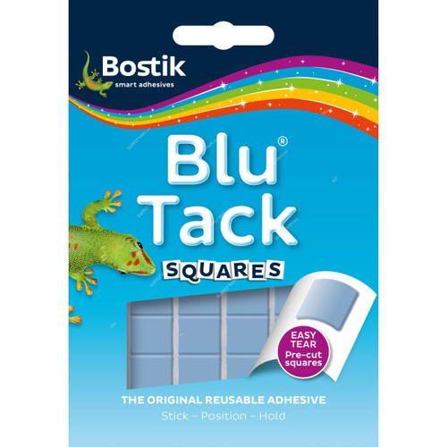 Bostik Blu Tack Squares The Original Reusable Adhesive, 30616595, 45GM, Blue, 12 Pcs/Pack
