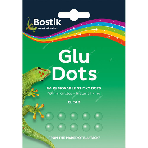 Bostik Removable Glu Dots, 30800951, Transparent, 64 Dots/Pack