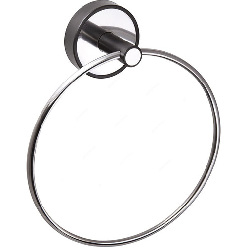 Kapitan Towel Ring, 62-20, Optimo, Stainless Steel/ABS, Polished, 16CM Dia, Silver/Black