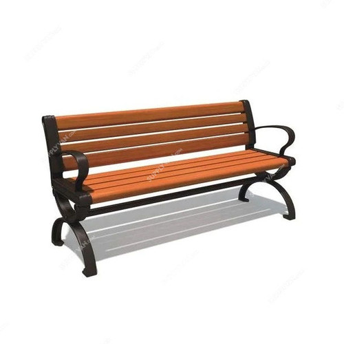 Outdoor Garden Bench, Wood/Metal, 1.5 Mtrs Length, Brown/Black