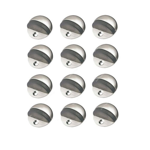 Robustline Half Round Door Stopper With Rubber Bumper, 15150, 44MM Bottom Dia, 12 Pcs/Pack