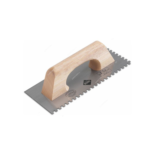 Rubi Notched Tiling Trowel With Wooden Handle, 74947, Hardened Steel Blade, 12 x 12MM, 28CM Length