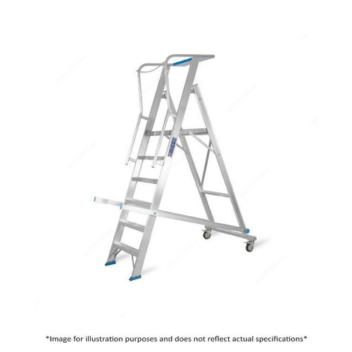Topman Rolling Warehouse Ladder, RWAL7, Aluminium, 6+1 Steps, 150 Kg Loading Capacity