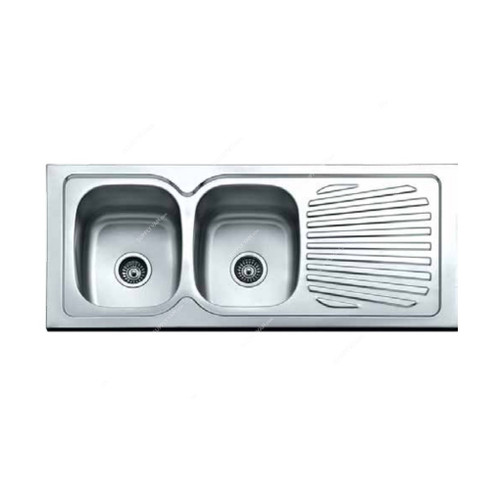 Milano Jy-860 Double Bowl Kitchen Sink, Layon, Stainless Steel, 500MM Width x 1200MM Length, Chrome Finish