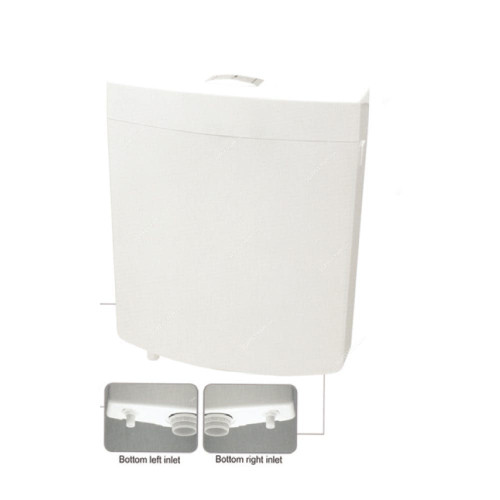 Milano Wall Mounted Flush Tank, Ceramic, 38CM Width x 42CM Length, White