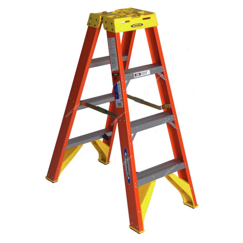 Werner Double Sided Step Ladder, T6204, Fiberglass, 4 Feet Height, 136 Kg Weight Capacity