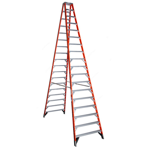 Werner Double Sided Step Ladder, T7418, Fiberglass, 18 Feet Height, 170 Kg Weight Capacity