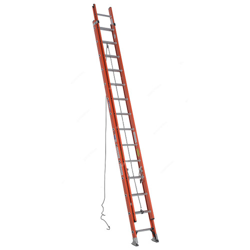 Werner Dual Section Extension Ladder, D6228-2, Fiberglass, D-Rung, 14+14 Steps, 136 Kg Weight Capacity