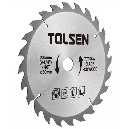 Tolsen Saw Blade For Wood, 76426, Tungsten Carbide Tipped, 20MM Bore Dia x 160MM Dia, 40 Teeth