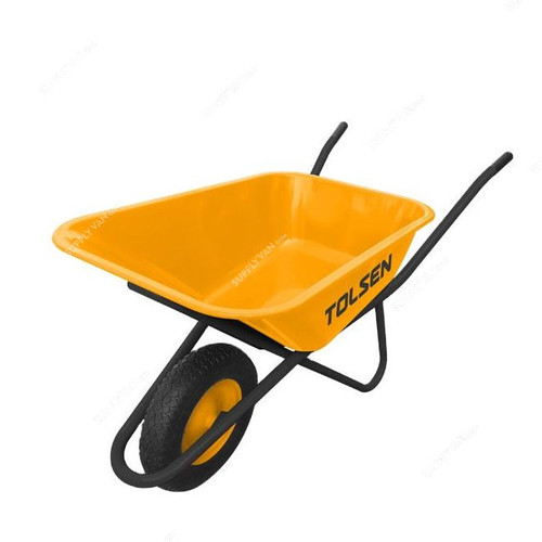 Tolsen Wheel Barrow, 62626, 85 Ltrs, 150 Kg Load Capacity, 1 Wheel, Yellow