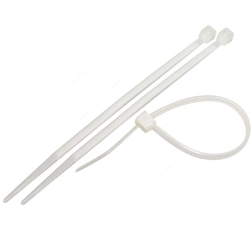 Tolsen Nylon Cable Tie, 50153, 7.6MM Width x 450MM Length, White, 100 Pcs/Pack