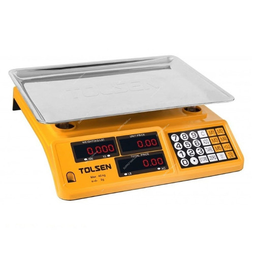Tolsen Digital Commercial Price Scale, 35200, 40 Kg Weight Capacity