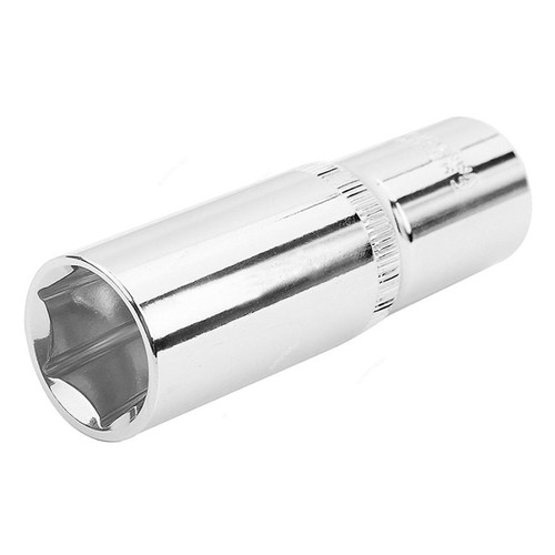 Tolsen Deep Socket, 16369, Chrome Vanadium Steel, 6 Point, 3/8 Inch Drive Size, 19MM