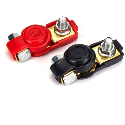 Automotive Battery Terminal Clamp, Brass, 66MM Length, Black/Red