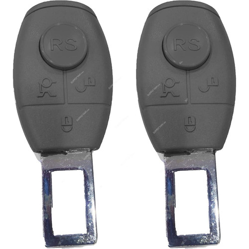 Adjustable Car Safety Seat Belt Buckle Clip, ABS Plastic/Metal, Black, 2 Pcs/Pack