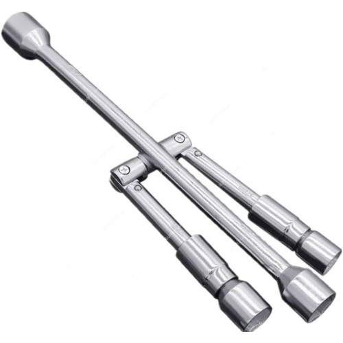 Foldable Tire Socket Wrench For Car, Carbon Steel, 362MM Length, 4 Way, Silver