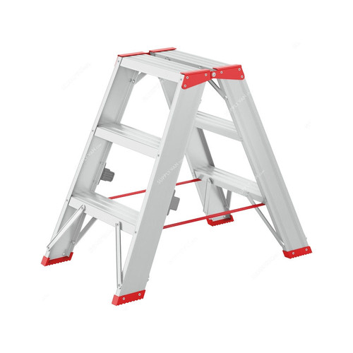 Wurth Aluminium Step Ladder, 2 x 3 Steps, 1.71 Mtr Working Height, 150 Kg Loading Capacity