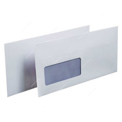 Peel And Seal Window Envelope, 4 Inch Width x 9 Inch Length, 100 GSM, White, 500 Pcs/Pack