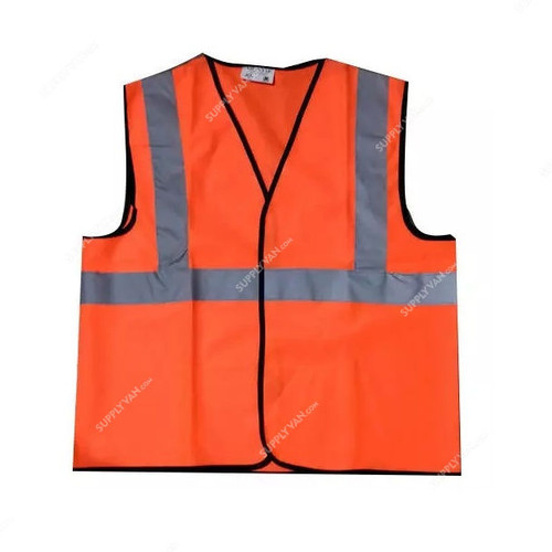 Lalith Reflective Safety Jacket With 2 Inch Strip, L02, Polystyrene, XL, Orange