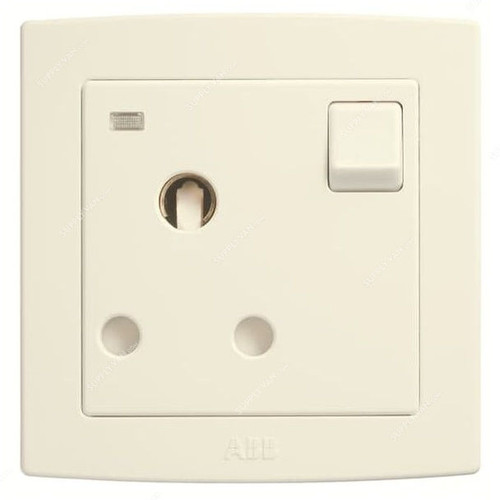 ABB Universal Switched Socket With LED, AC291-82, Concept BS, 1 Gang, 250V, 13A, Ivory White