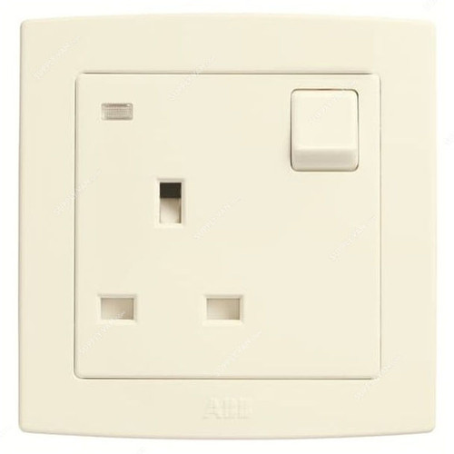ABB Single Pole Switched Socket With Neon LED, AC229-82, Concept BS, 1 Gang, 250V, 13A, Ivory White
