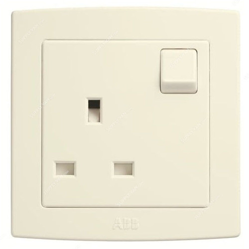 ABB Single Pole Switched Socket, AC224-82, Concept BS, 1 Gang, 250V, 13A, Ivory White