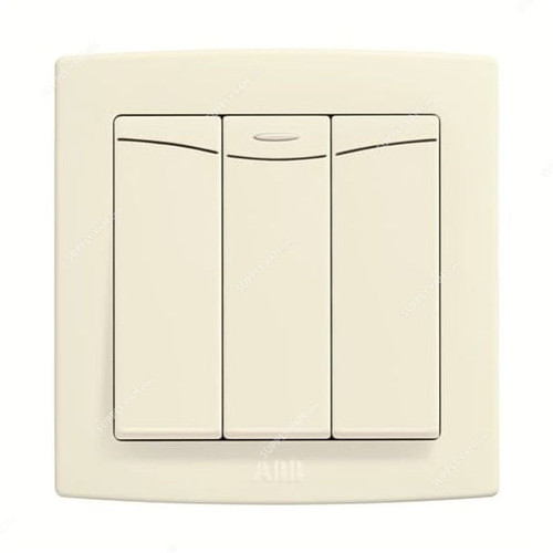 ABB Electrical Switch With LED, AC175-82, Concept BS, 3 Gang, 2 Way, 250V, 16A, Ivory White