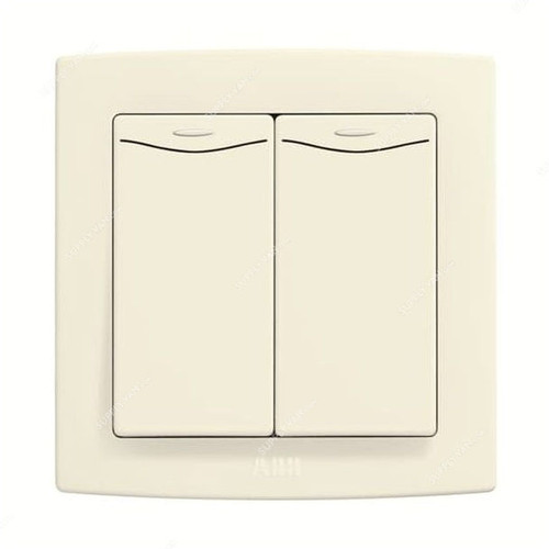 ABB Electrical Switch With LED, AC174-82, Concept BS, 2 Gang, 2 Way, 250V, 20A, Ivory White