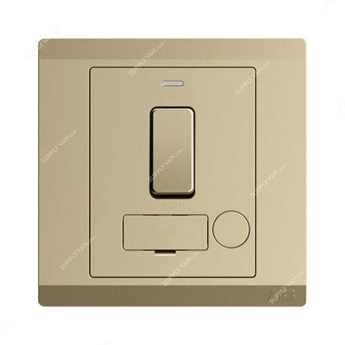 Abb Switched Fused Connection Unit With Flex Outlet and Neon, BL507-PG, lnora, 250V, 13A, Royal Gold