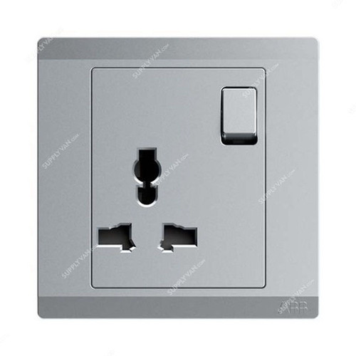 Abb Single Pole Universal Switch Socket, BL294-G, Inora, 1 Gang, 13A, Classic Grey