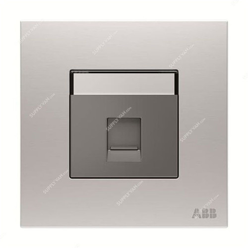 ABB BT Secondary Telephone Socket, AM30644-ST, Millenium, 1 Gang, RJ11/RJ12, Stainless Steel