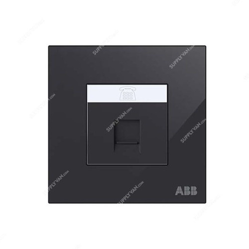 ABB Telephone Socket, AM32144-BG, Millenium, 4P, 1 Gang, RJ11, Black Glass